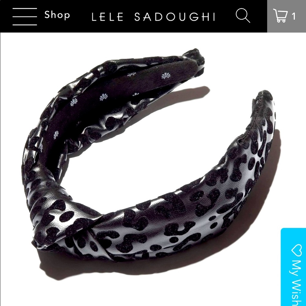 NWT Lele Sadoughi Jet Leopard  Faux Leather Knotted Headband